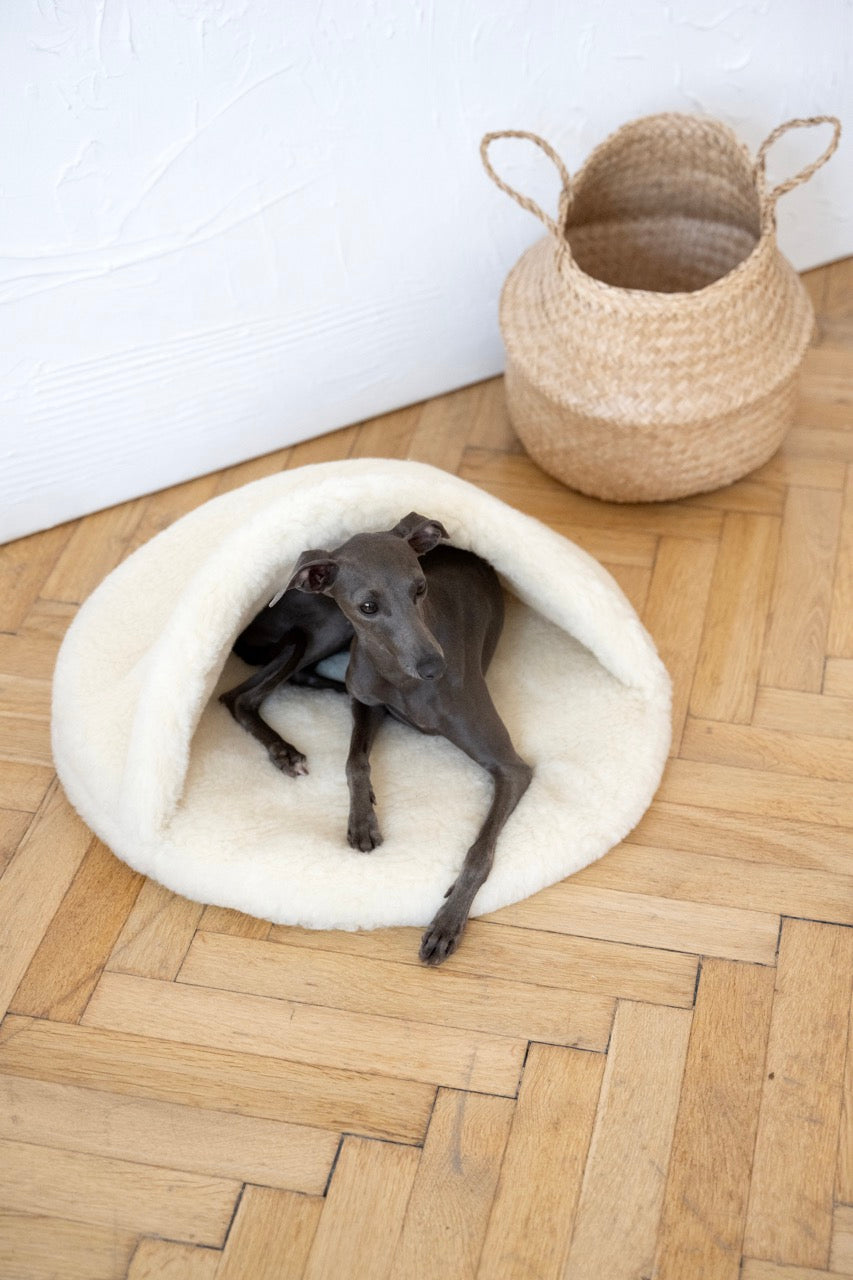 Coussin cachette en laine naturelle - Beige