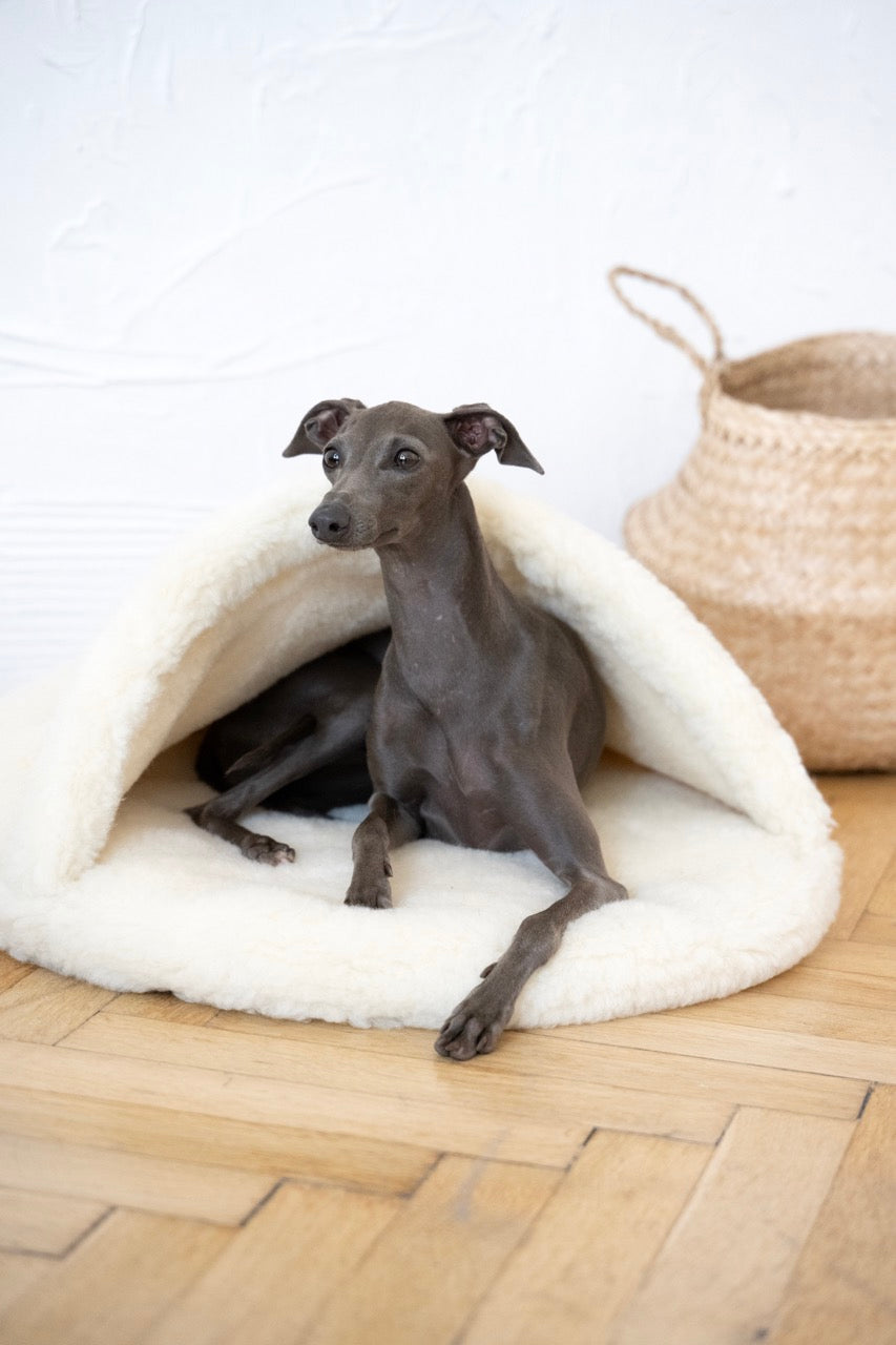 Coussin cachette en laine naturelle - Beige